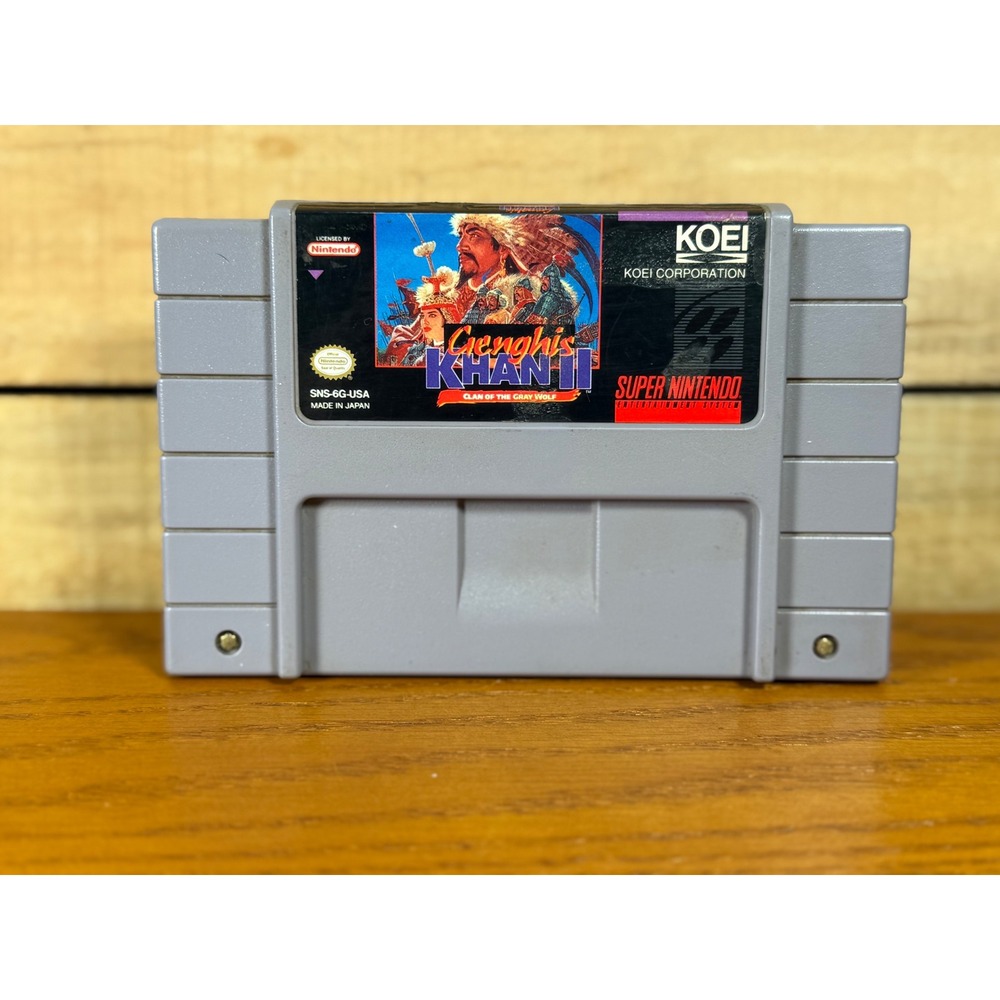 Genghis Khan II Clan of the Gray Wolf SNES 1993 Koei SNS-6G-USA Tested Working